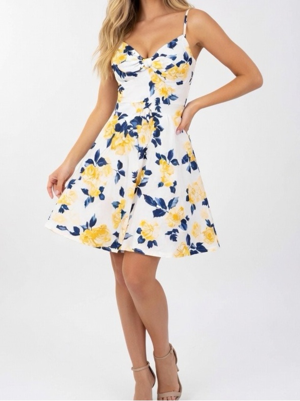 Elegant Spring Floral White Mini Dress- Trixxi - Picture 4 of 4